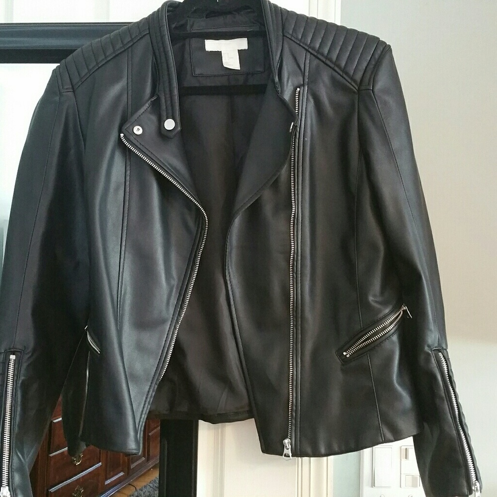 New black faux leather moto jacket